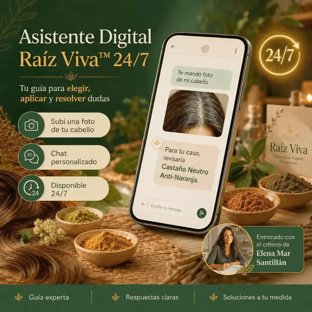 Asistente Digital Raíz Viva™ 24/7 - Tu Chat Personalizado de Coloración Vegetal